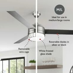 Ajax LED Ceiling Fan In Brushed Nickel, 52-Inch -US Home Sales Store ajax brushed nickel 52 inch led ceiling fan 2