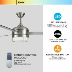 Ajax LED Ceiling Fan In Brushed Nickel, 52-Inch -US Home Sales Store ajax brushed nickel 52 inch led ceiling fan 3