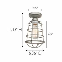 Ajax Collection Indoor Ceiling Mount In Galvanized Steel -US Home Sales Store ajax collection 1 light galvanized indoor ceiling mount 6