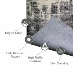 Allerick Runner In Vintage Gray Abstract 2-ft-2-in X 7-ft-7-in -US Home Sales Store allerick vintage monochromatic gray faded runner 2 by 6 2