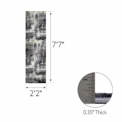 Allerick Runner In Vintage Gray Abstract 2-ft-2-in X 7-ft-7-in -US Home Sales Store allerick vintage monochromatic gray faded runner 2 by 6 4