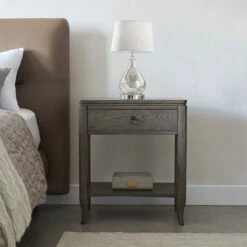 Annette Side Table With A/C And USB Charger In Smoke Gray 11 Annette Side Table With A/C And USB Charger In Smoke Gray -US Home Sales Store annette side table gray 4