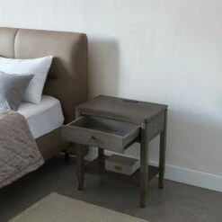 Annette Side Table With A/C And USB Charger In Smoke Gray 14 Annette Side Table With A/C And USB Charger In Smoke Gray -US Home Sales Store annette side table gray 7