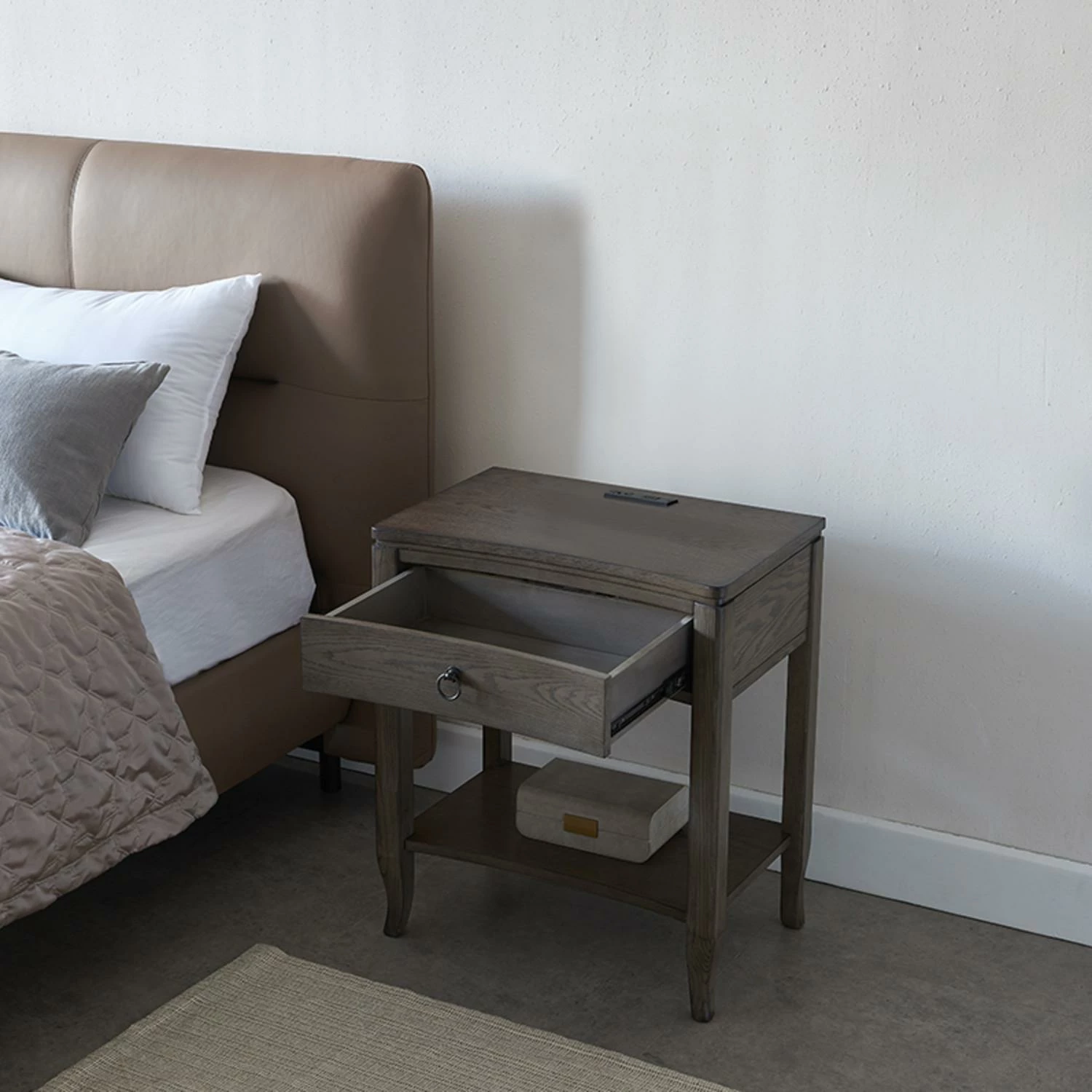 Annette Side Table With A/C And USB Charger In Smoke Gray 7 Annette Side Table With A/C And USB Charger In Smoke Gray - Image 7