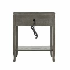Annette Side Table With A/C And USB Charger In Smoke Gray 15 Annette Side Table With A/C And USB Charger In Smoke Gray -US Home Sales Store annette side table gray 9