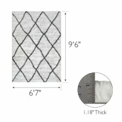 Ardita Area Rug With Soft Shag In Trellis Gray/Charcoal, 6-Foot-7-Inch By 9-Foot-6-Inch -US Home Sales Store ardita soft shag trellis gray charcoal area rug 6 by 9 6