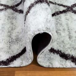 Ardita Area Rug With Soft Shag In Trellis Gray/Charcoal, 6-Foot-7-Inch By 9-Foot-6-Inch -US Home Sales Store ardita soft shag trellis gray charcoal area rug 6 by 9 8