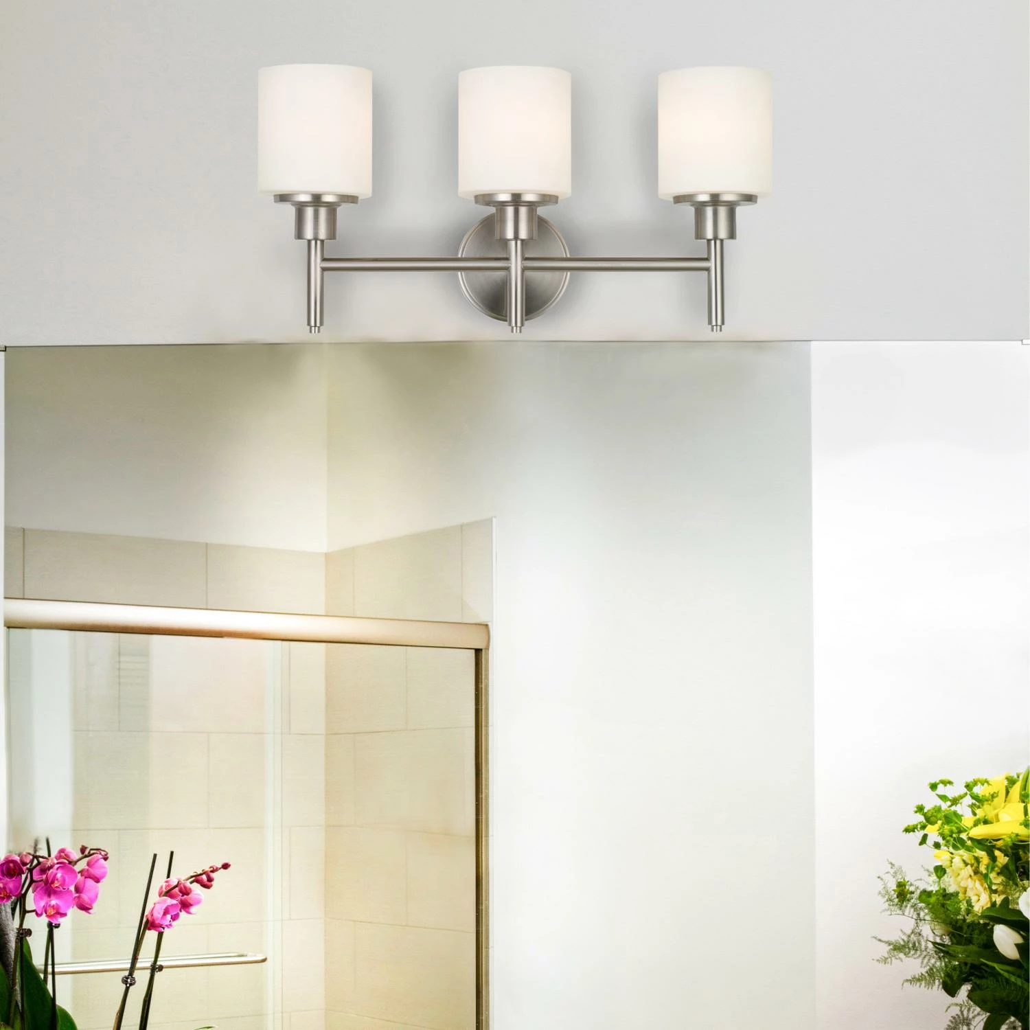 Aubrey Vanity Light In Brushed Nickel, 3-Light 4 Aubrey Vanity Light In Brushed Nickel, 3-Light - Image 4