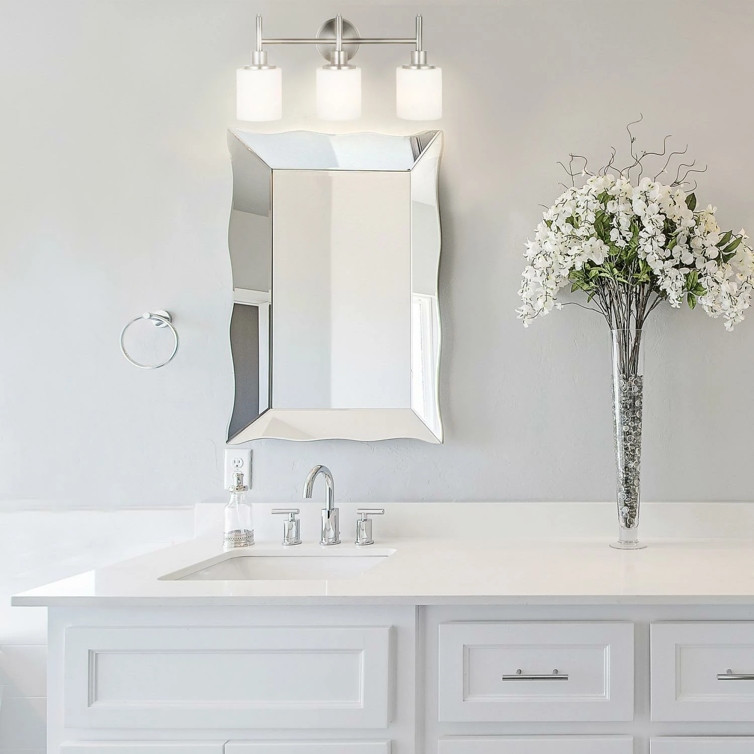 Aubrey Vanity Light In Brushed Nickel, 3-Light 5 Aubrey Vanity Light In Brushed Nickel, 3-Light - Image 5