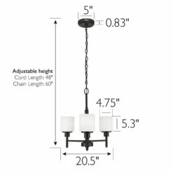 Aubrey Chandelier In Matte Black, 3-Light -US Home Sales Store aubrey matte black 3 light chandelier 6