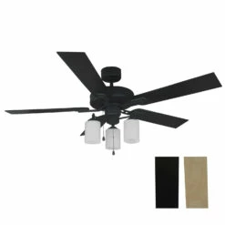 Aubrey LED Ceiling Fan In Matte Black, 52-Inch