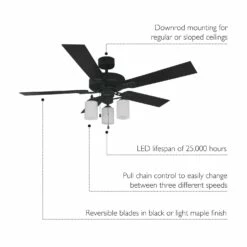 Aubrey LED Ceiling Fan In Matte Black, 52-Inch 16 Aubrey LED Ceiling Fan In Matte Black, 52-Inch -US Home Sales Store aubrey matte black 52 inch 5 blade led ceiling fan 8