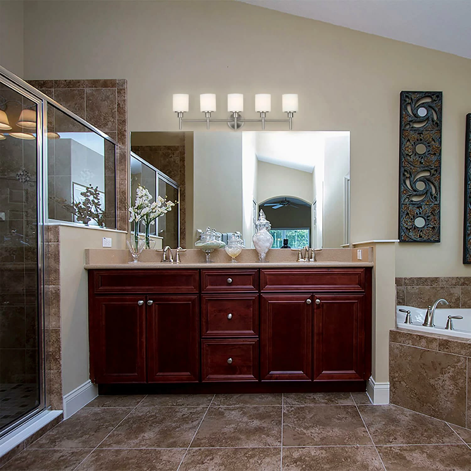 Aubrey LED Vanity Light In Satin Nickel, 5-Light 2 Aubrey LED Vanity Light In Satin Nickel, 5-Light - Image 2