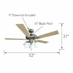 Aubrey 5-Blade LED Ceiling Fan In Satin Nickel, 52-Inch -US Home Sales Store aubrey satin nickel 52 inch 5 blade led ceiling fan 5