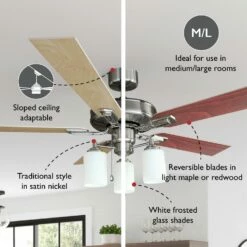 Aubrey 5-Blade LED Ceiling Fan In Satin Nickel, 52-Inch -US Home Sales Store aubrey satin nickel 52 inch 5 blade led ceiling fan 7