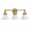 Augustin Vanity Light In Satin Gold, 3-Light