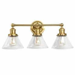 Augustin Vanity Light In Satin Gold, 3-Light