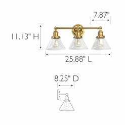 Augustin Vanity Light In Satin Gold, 3-Light -US Home Sales Store augustin vanity light satin gold 3 light 4