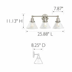 Augustin Vanity Light In Satin Nickel, 3-Light -US Home Sales Store augustin vanity light satin nickel 3 light 4