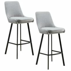 Barrelback Bar Stool In Gray And Black, Set Of 2