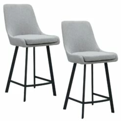 Barrelback Counter Stool In Gray And Black, Set Of 2
