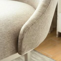 Barrelback Counter Stool With Oatmeal Linen Seat And Pewter Metal Base -US Home Sales Store barrelback stool oatmeal linen metal 2 set 12