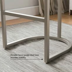 Barrelback Counter Stool With Oatmeal Linen Seat And Pewter Metal Base -US Home Sales Store barrelback stool oatmeal linen metal 2 set 4