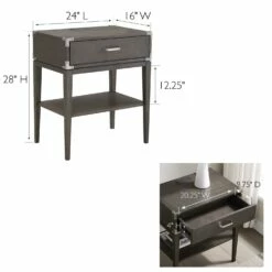 Beckett Side Table With A/C And USB Charger In Anthracite/Pewter -US Home Sales Store beckett side table with charger anthracite 2