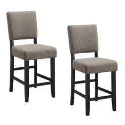 Counter Stool In Black And Gray, Set Of 2