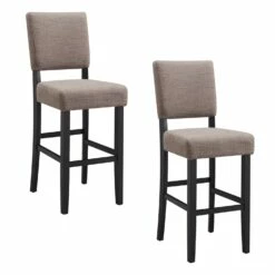 Bar Stool In Black And Gray, Set Of 2
