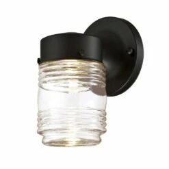 Jelly Jar Indoor/Outdoor LED Wall Light In Black