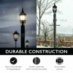 Black Lamp Post With Outlet And Photo Eye -US Home Sales Store black lamp post outlet photo eye 2