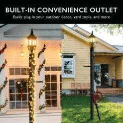 Black Lamp Post With Outlet And Photo Eye -US Home Sales Store black lamp post outlet photo eye 4