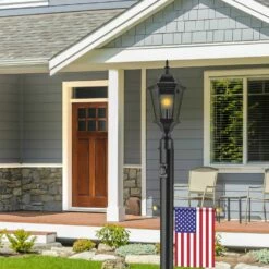 Black Lamp Post With Cross Arm And Outlet -US Home Sales Store black lamp post outlet 9