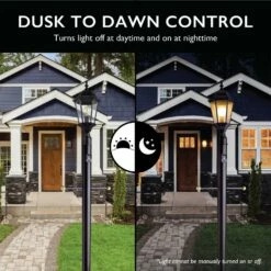 Black Lamp Post With Cross Arm And Photo Eye -US Home Sales Store black lamp post 5