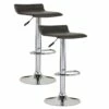 Adjustable Swivel Stool In Black With Chrome Base, Set Of 2