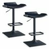 Adjustable Swivel Stool In Matte Black, Set Of 2