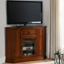Boulder Creek High TV Stand In Medium Oak, 47-Inch