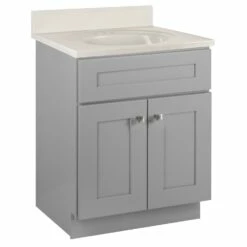 Brookings Vanity With Cultured Marble Top In Gray, 25-Inch