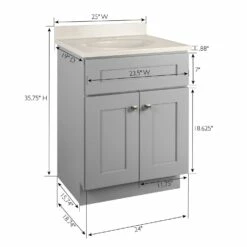 Brookings Vanity With White Cultured Marble Top In Gray, 25-Inch -US Home Sales Store brookings 25 inch white marble gray bath vanity ready to assemble 3