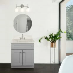 Brookings Vanity With White Cultured Marble Top In Gray, 25-Inch -US Home Sales Store brookings 25 inch white marble gray bath vanity ready to assemble 5