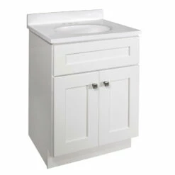 Brookings Vanity WithWhite Marble Top In White 25-in X 19-in