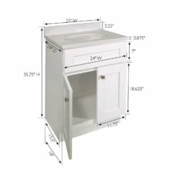 Brookings White Cultured Marble Top In White, 25-Inch By 19-Inch -US Home Sales Store brookings 25 inch x 19 Inch white marble white vanity 3