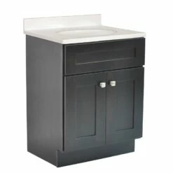 Brookings Vanity With White Marble Top In Espresso 25-in X 19-in