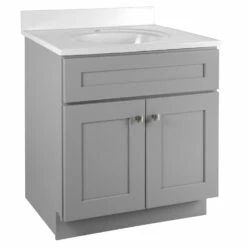 Brookings Vanity With Marble Single Hole Top In Gray 31-in