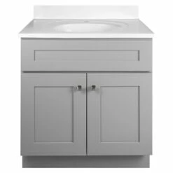 Brookings Vanity With Marble Single Hole Top In Gray 31-in -US Home Sales Store brookings 31 inch 2 door marble white gray vanity 7
