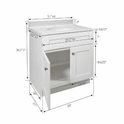 Brookings Vanity With White Marble And Single Hole Top In White 31-in -US Home Sales Store brookings 31 inch cultured marble white vanity single hole white 3