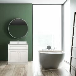 Brookings Vanity With White Marble And Single Hole Top In White 31-in -US Home Sales Store brookings 31 inch cultured marble white vanity single hole white 4