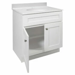 Brookings Vanity With White Marble And Single Hole Top In White 31-in -US Home Sales Store brookings 31 inch cultured marble white vanity single hole white 6