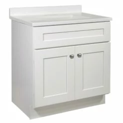 Brookings White Vanity-Camilla Cultured Marble Top In White, 31-Inch